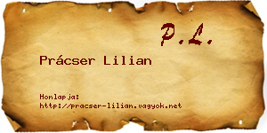 Prácser Lilian névjegykártya